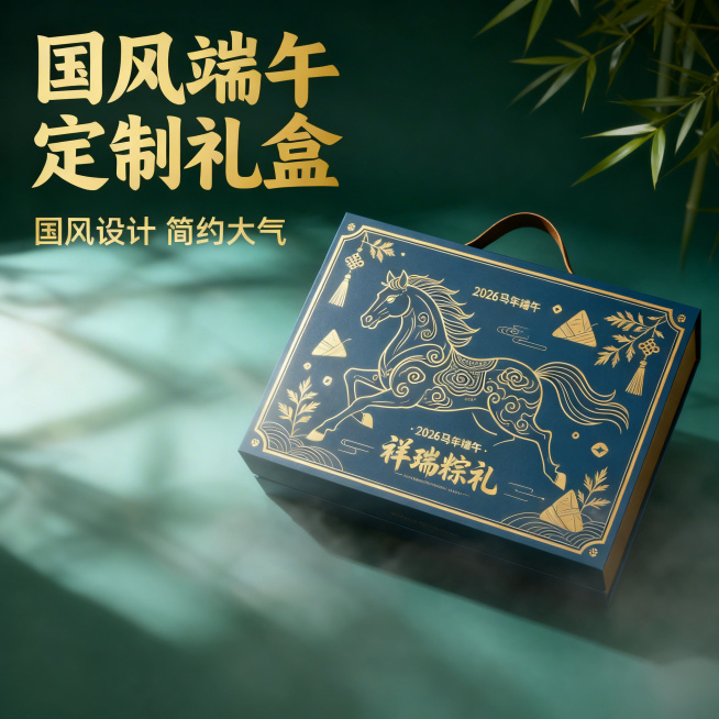 [主图 1] 国风端午定制礼盒产品首图
[氛围风格] 国潮意境治愈风，端午氛围感，雅致高级。
[画面元素] 商业摄影质感，光线柔和通透，产品清晰真实，画面干净高级。礼盒居中放置，完整展示产品全貌，背景预览效果