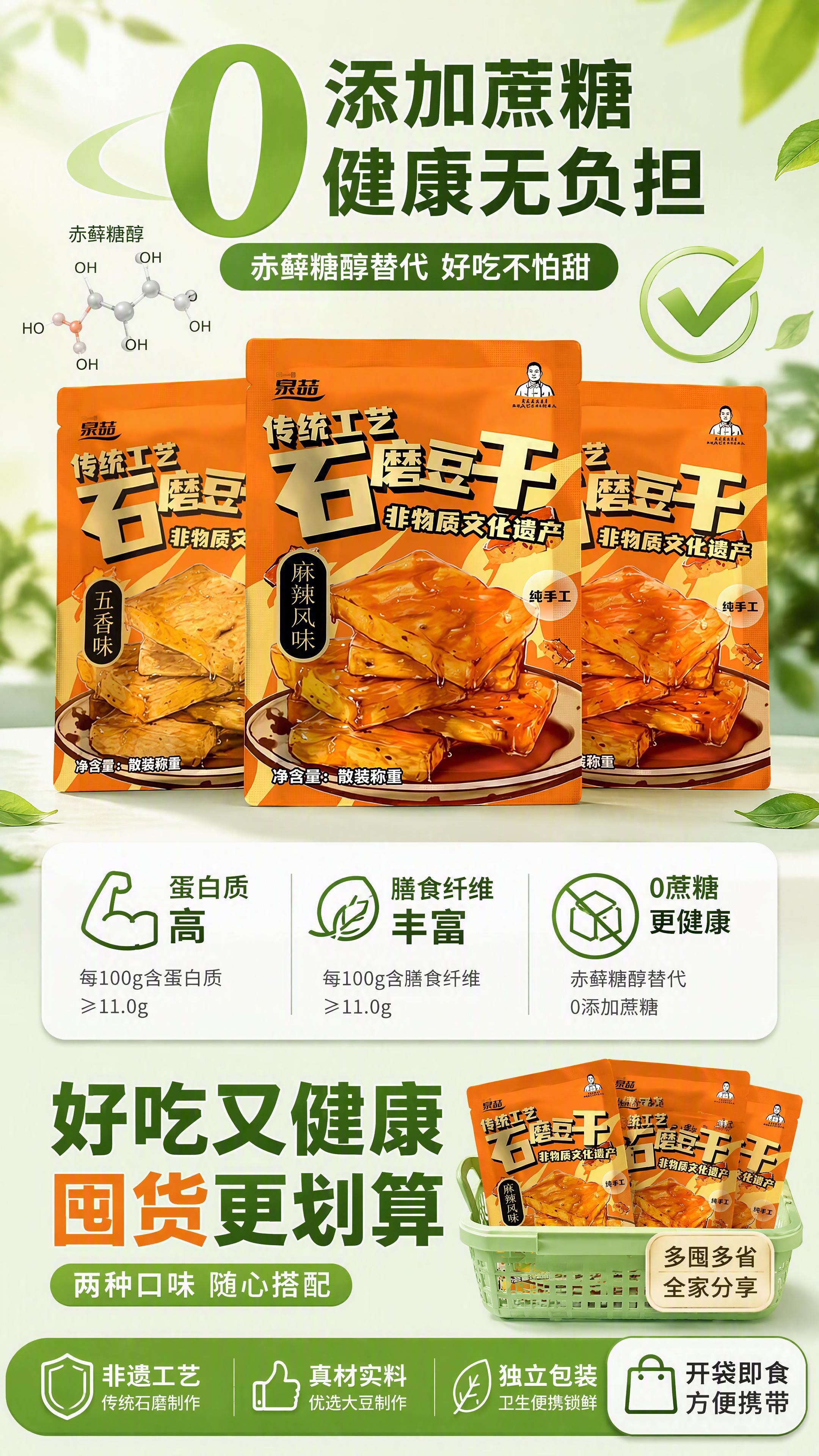 [第5张] 详情页规格与健康卖点收尾-赤藓糖醇0蔗糖+囤货转化… - 图片创意预览