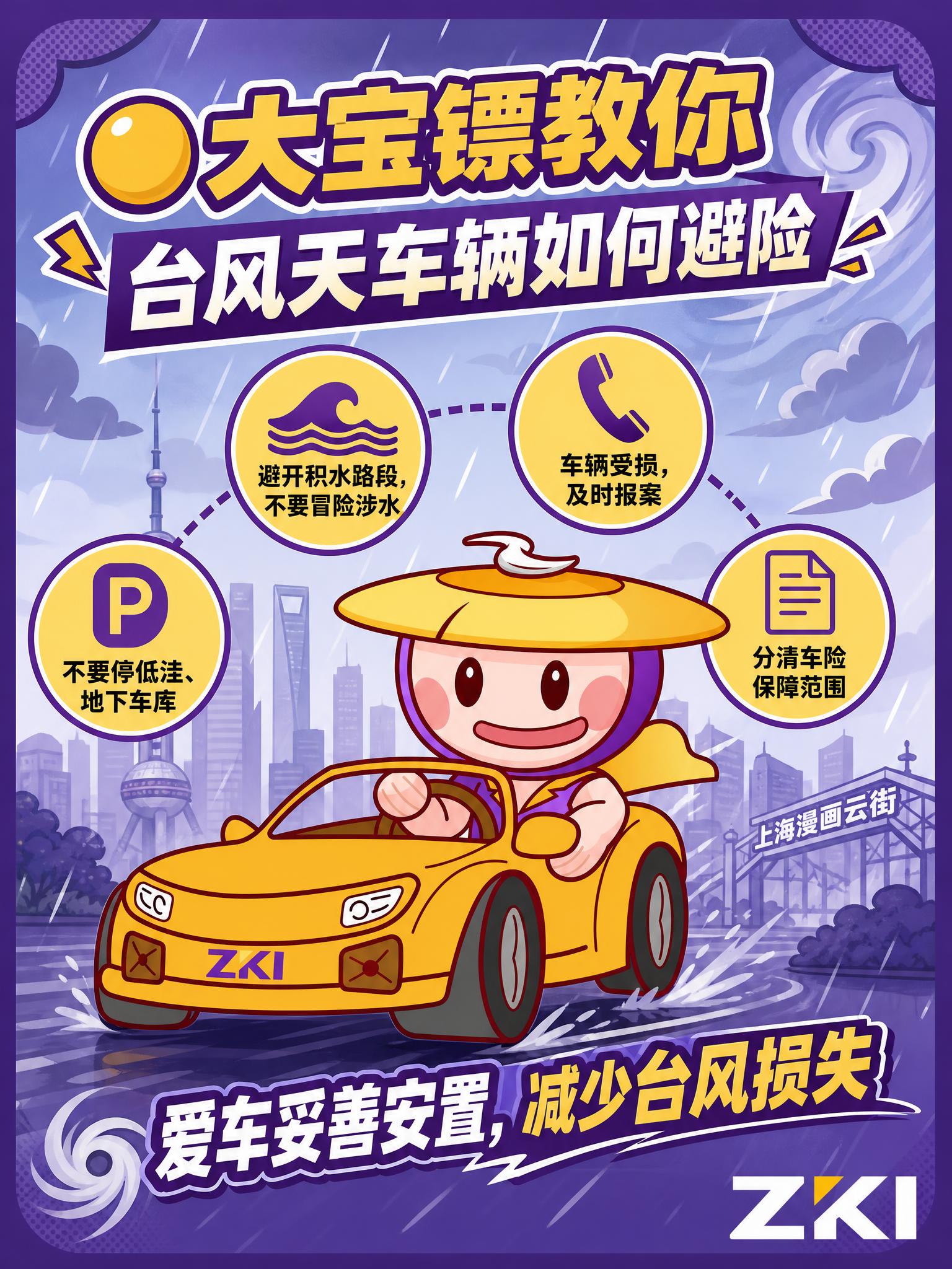 Q版扁平卡通风格海报，暖黄色与紫金品牌紫色为主色调。顶部标题文… - 图片创意预览