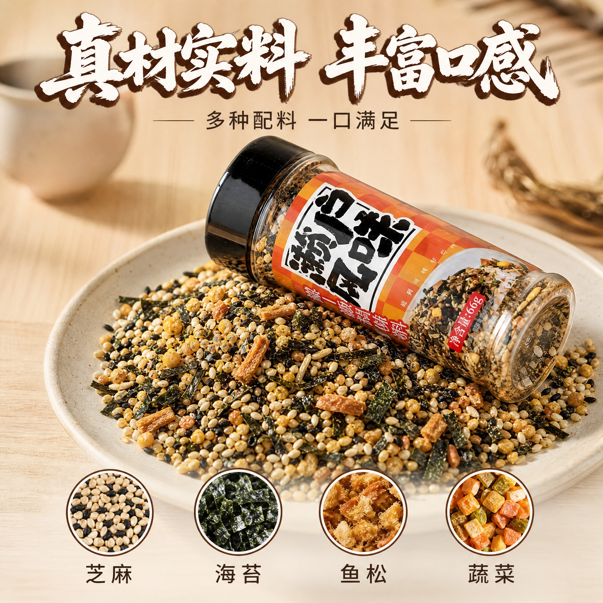 [主图-3 副图-多料成分] 展示濑户风味拌饭调味料的丰富配料… - 图片创意预览