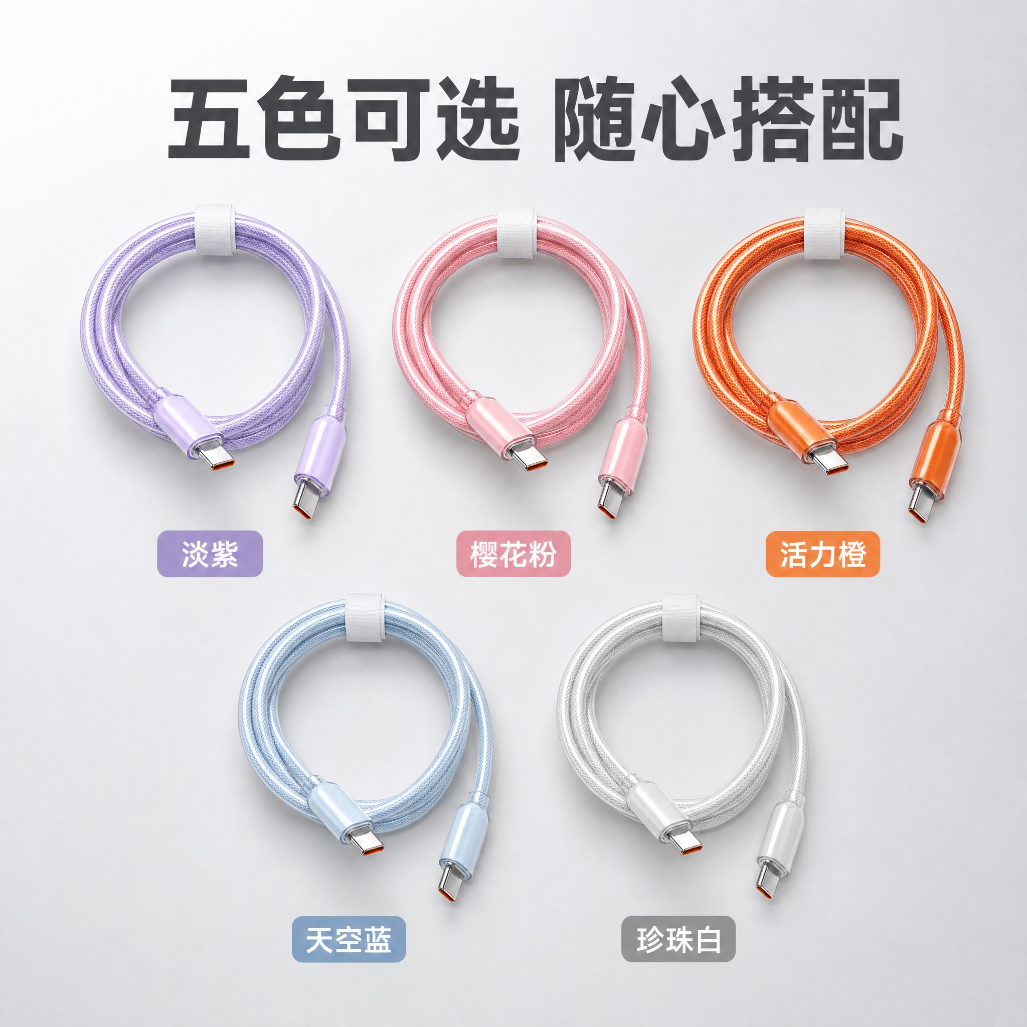 [主图-5] Type-C编织数据线 五色SKU选购总览图。… - 图片创意预览