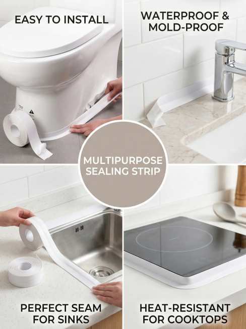 Self-adhesive beauty joint sticker for kitchen sink, stove, toilet, vegetable basin sealing strip. A预览效果