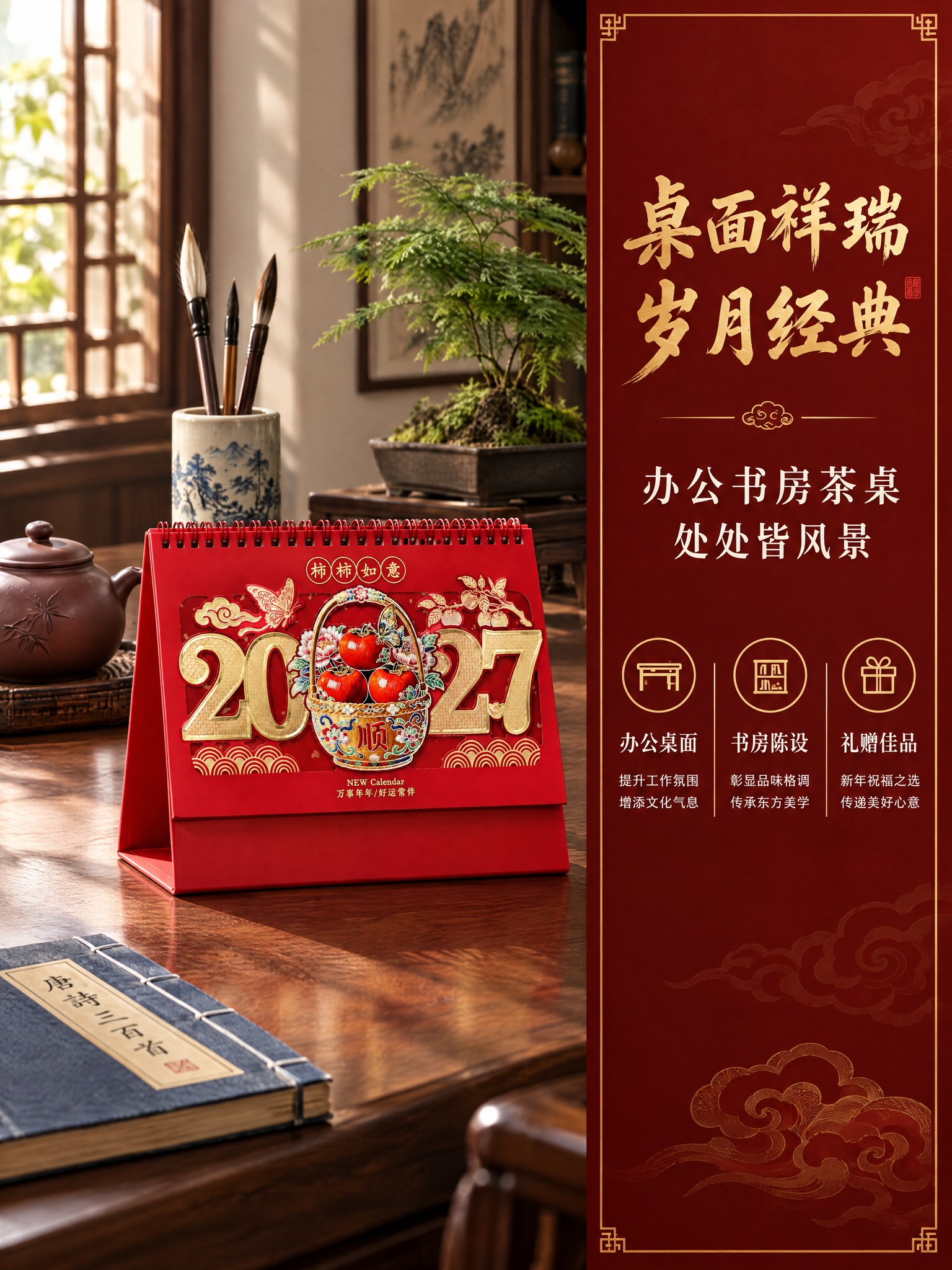 [商品] 使用【柿柿如意款】台历图；严格保留顶部圆形印章'柿柿… - 图片创意预览