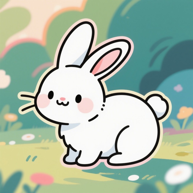 一只小白兔的简笔画，线条简单，卡通可爱风格预览效果