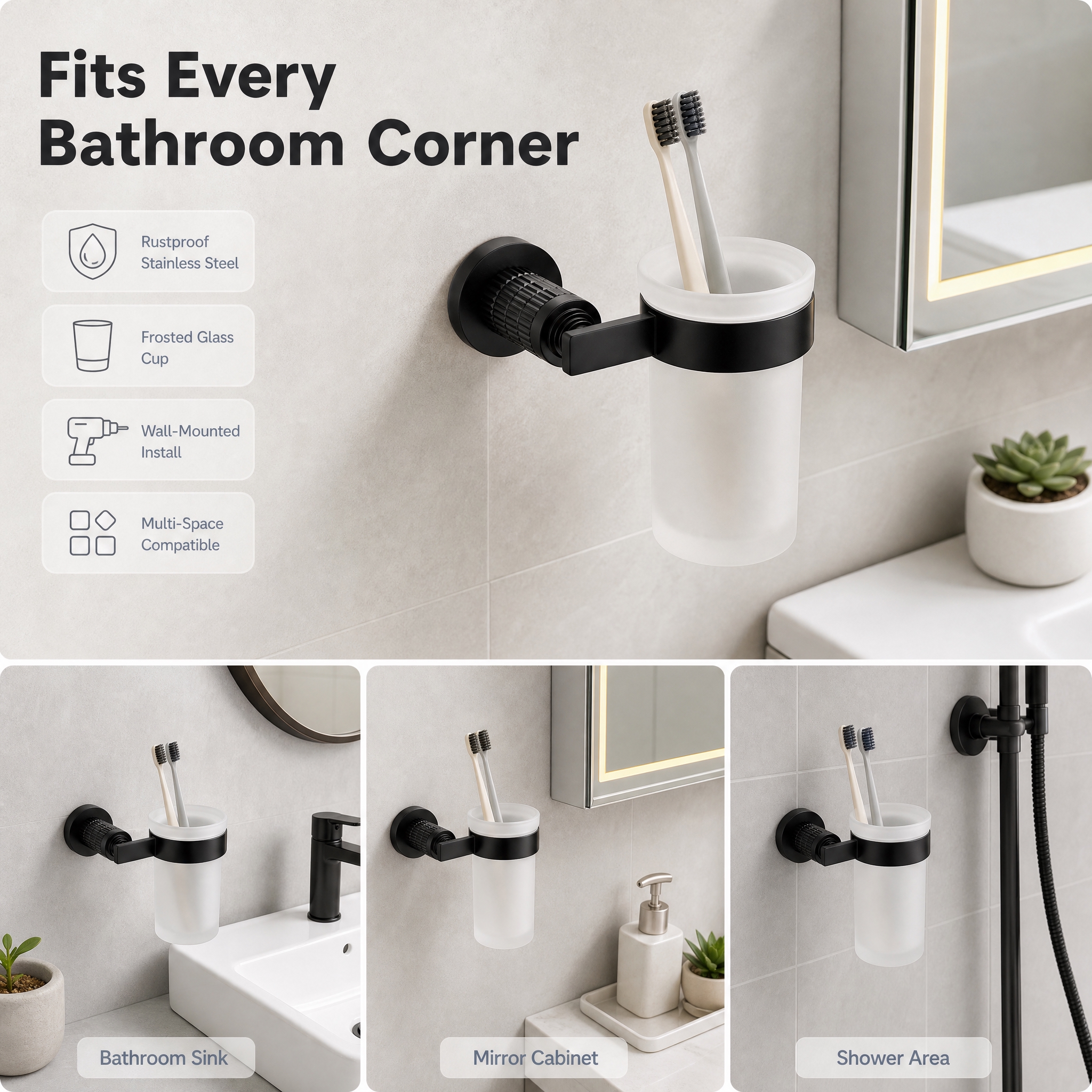 壁挂式牙刷杯（Wall-Mounted Toothbrush… - 图片创意预览