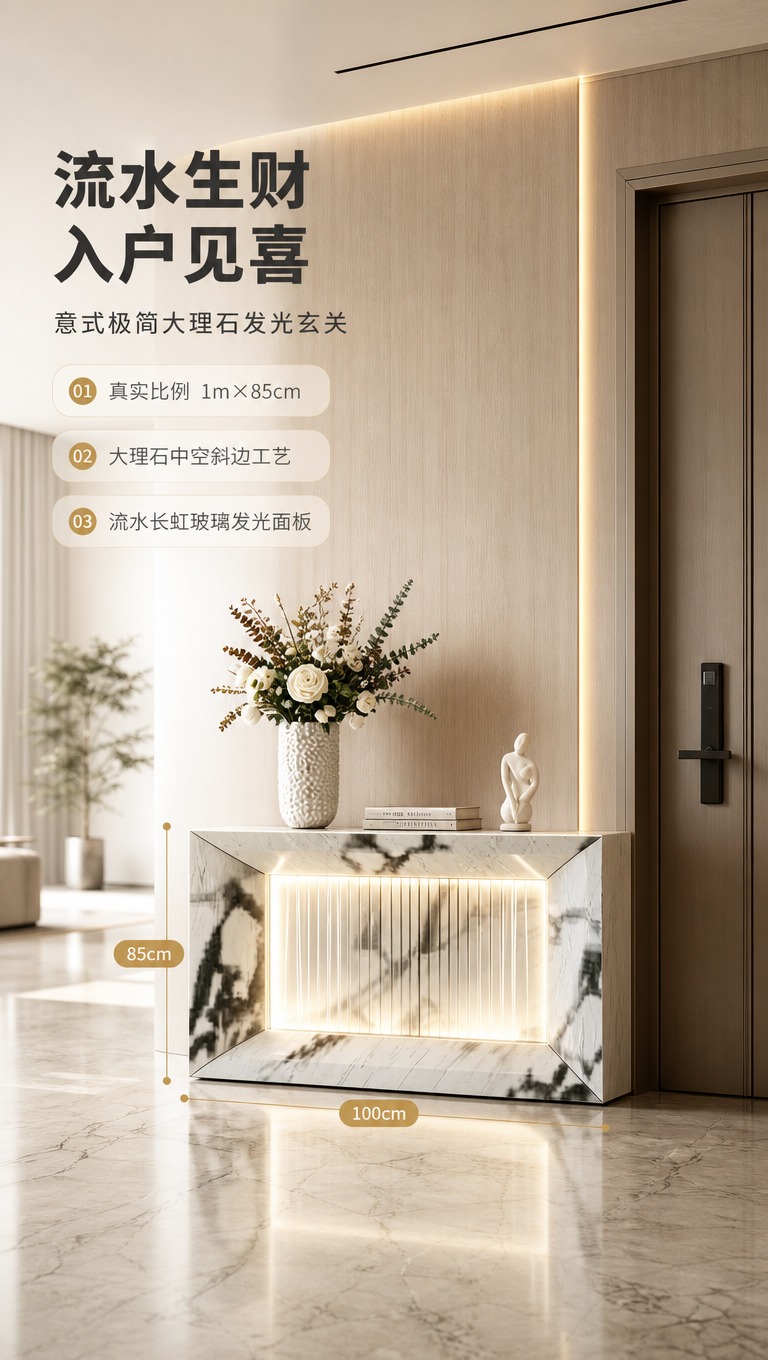 [商品] 使用【图1】意式极简流水玄关摆件；商品处理：保留大理… - 图片创意预览