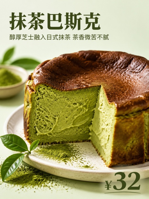 生成微信公众号长图，“遇见你”独立甜品店推出“春日限定”系列，抹茶巴斯克、樱花白桃千层、艾草青团拿铁。以此为主题，面向18-30岁甜品爱好者，设计一篇具有食欲感推文。 1.封面设计，包括主图，主标题+预览效果