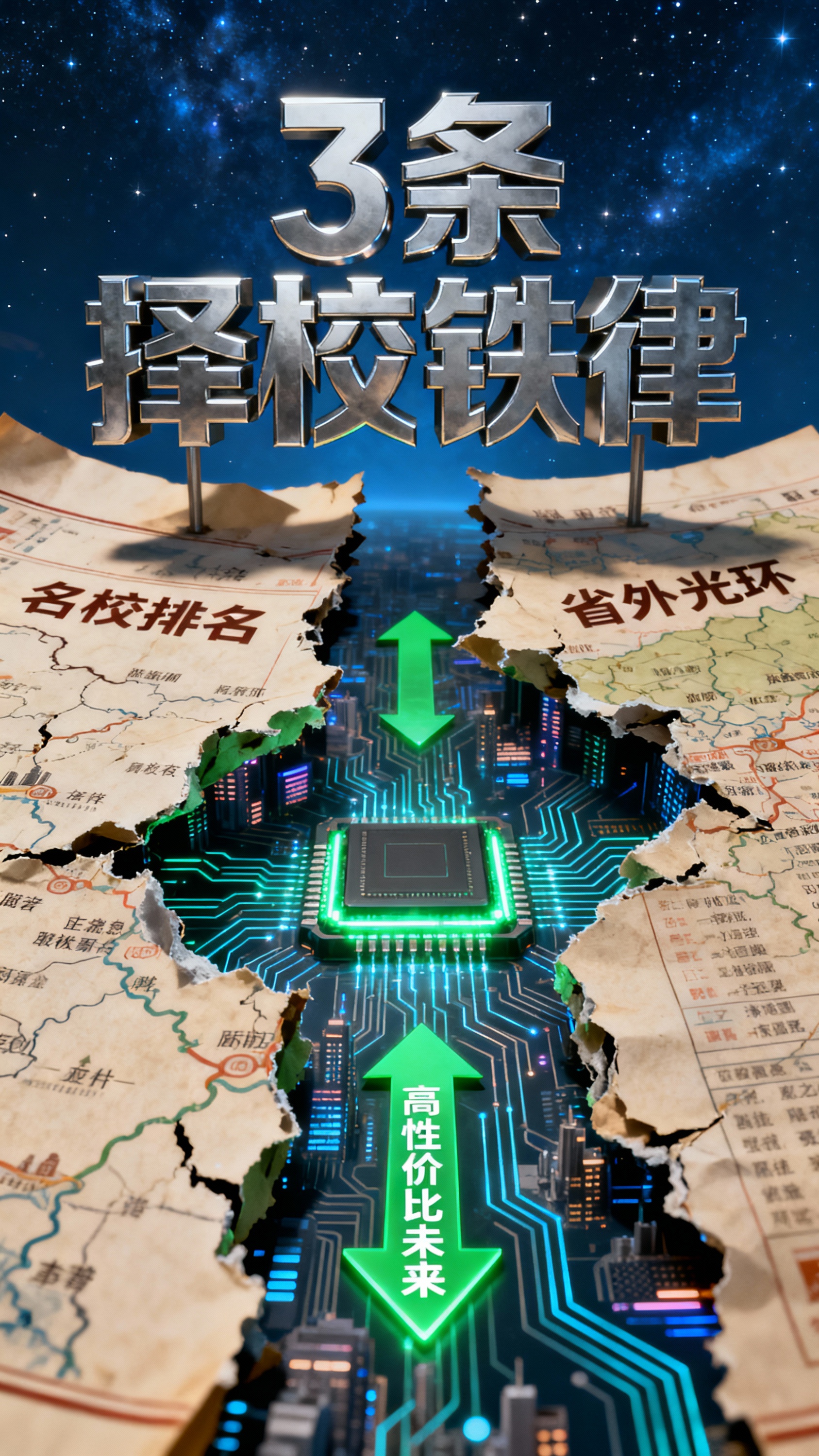 [image-一张被撕成两半的、写满“名校排名”和“省外光环”… - 图片创意预览