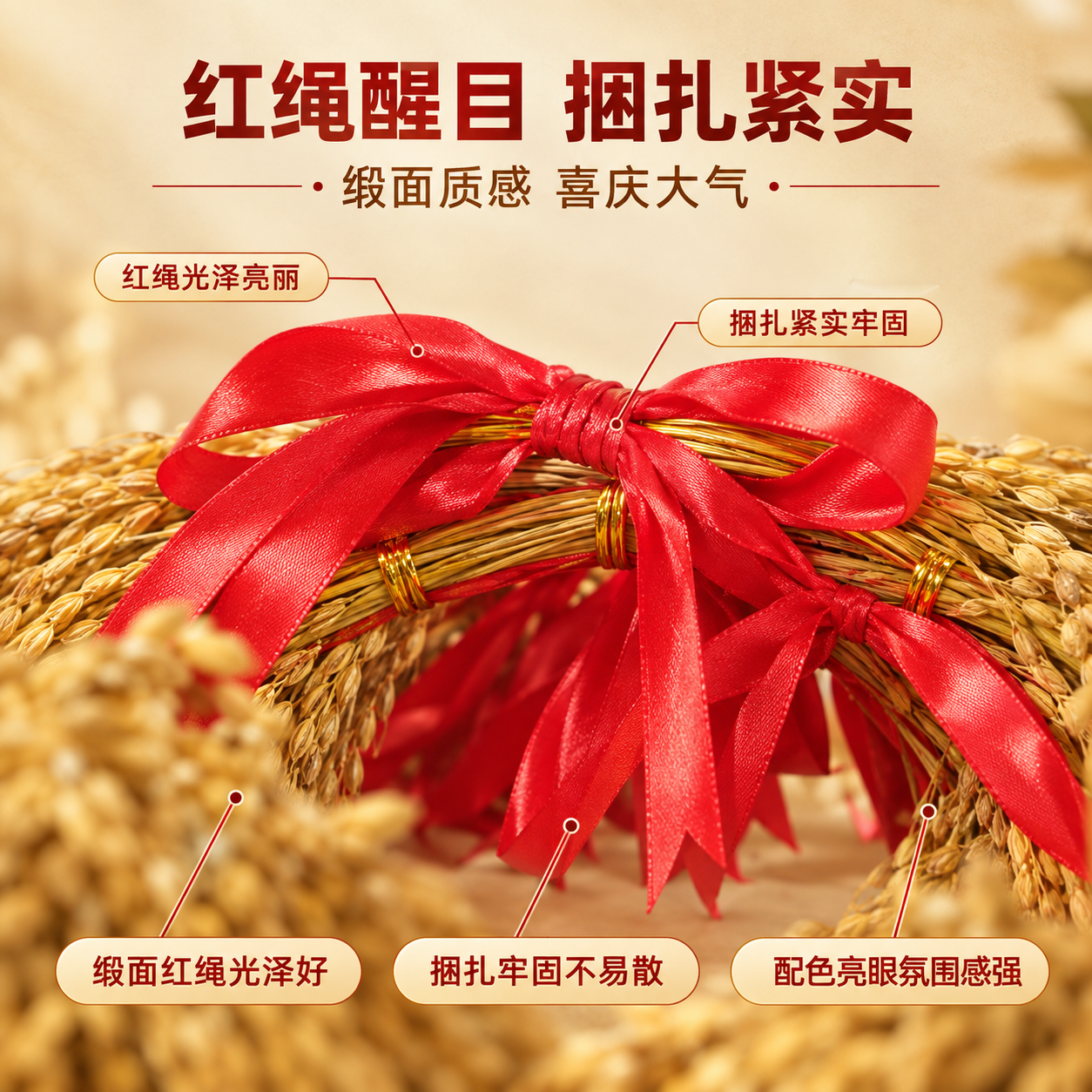 [商品] 使用【图1】稻穗捆红绳装饰捆束；保留红色缎带蝴蝶结造… - 图片创意预览