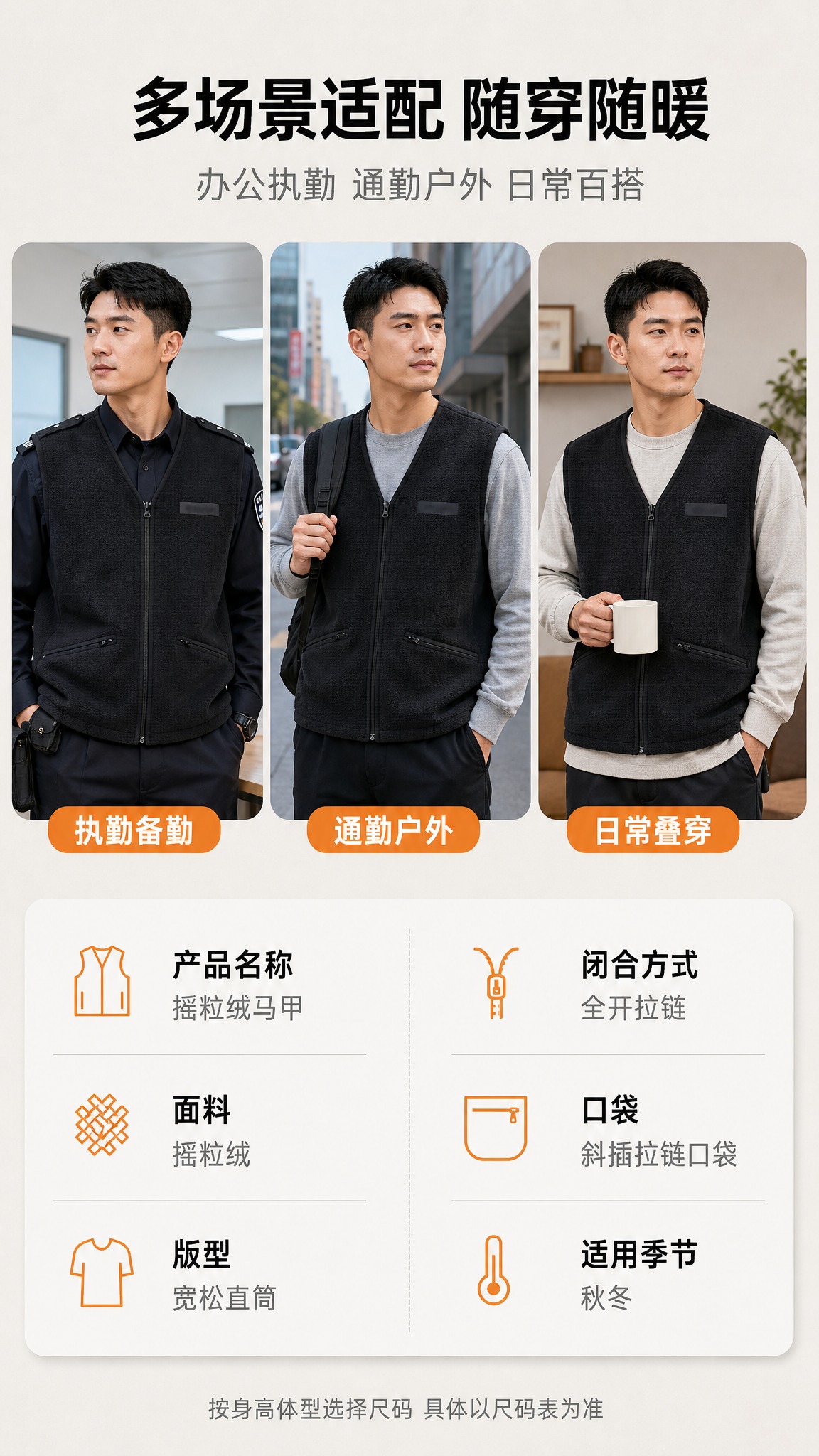 [商品] 使用【图1】黑色警用摇粒绒马甲；保留V领、全开式前中… - 图片创意预览