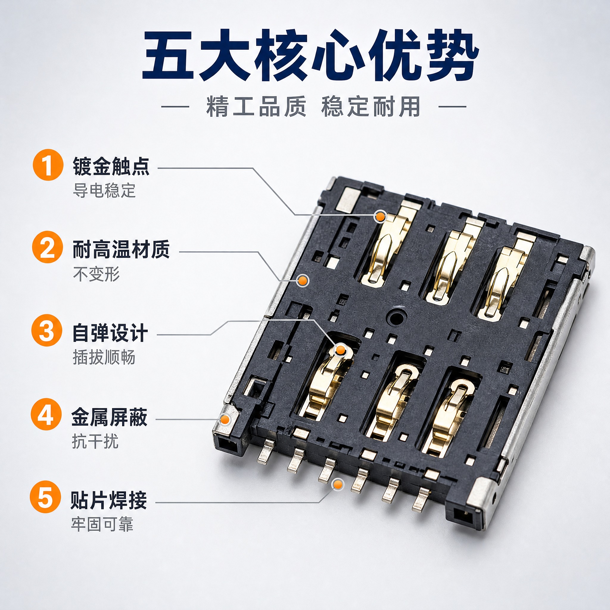 [主图-2] NANO SIM卡座 自弹式手机卡槽 产品亮点卖… - 图片创意预览