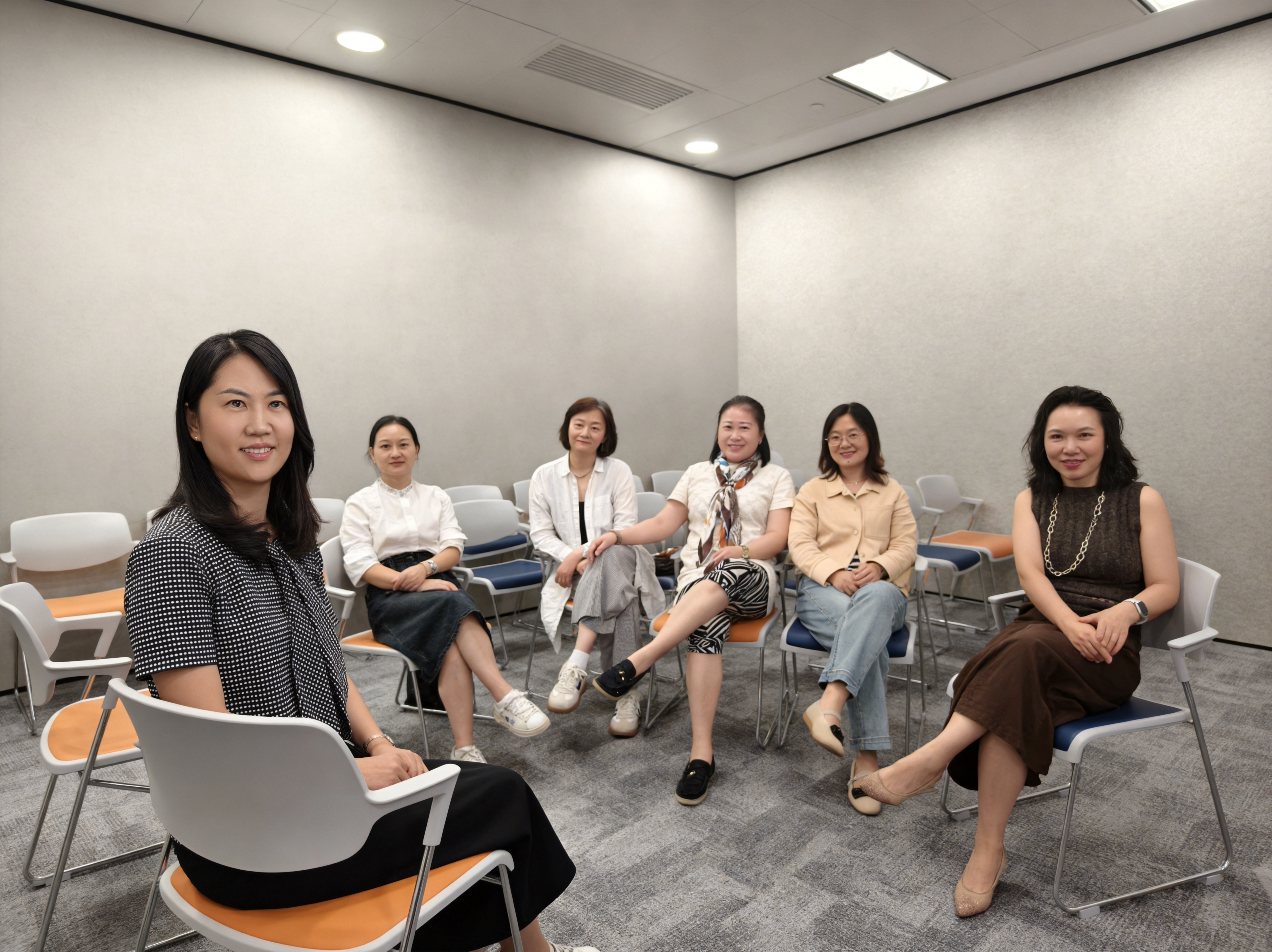 将孙艳（第一张图中的女性，黑色中长发，黑白波点短袖上衣，领口系… - 图片创意预览