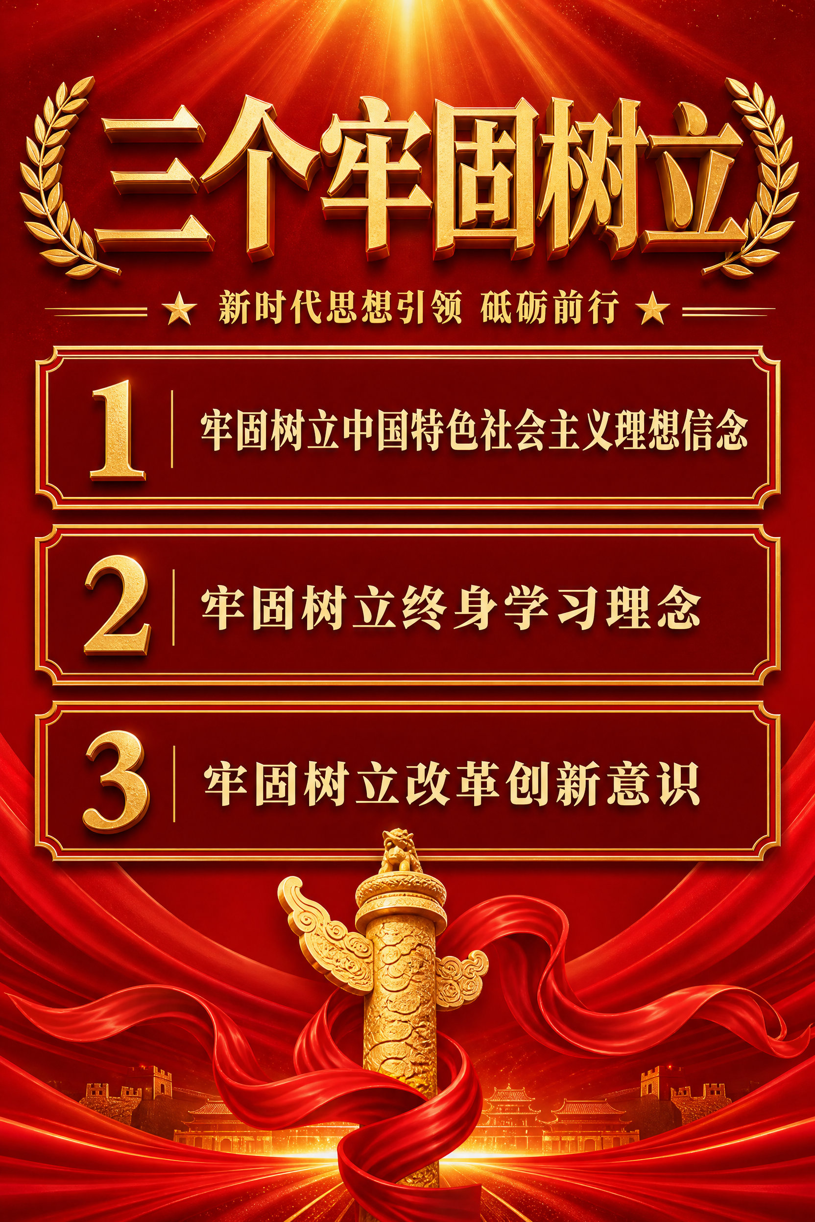 一张极其庄严肃穆的党政宣传海报，竖版2:3比例。采用正红色为主… - 图片创意预览