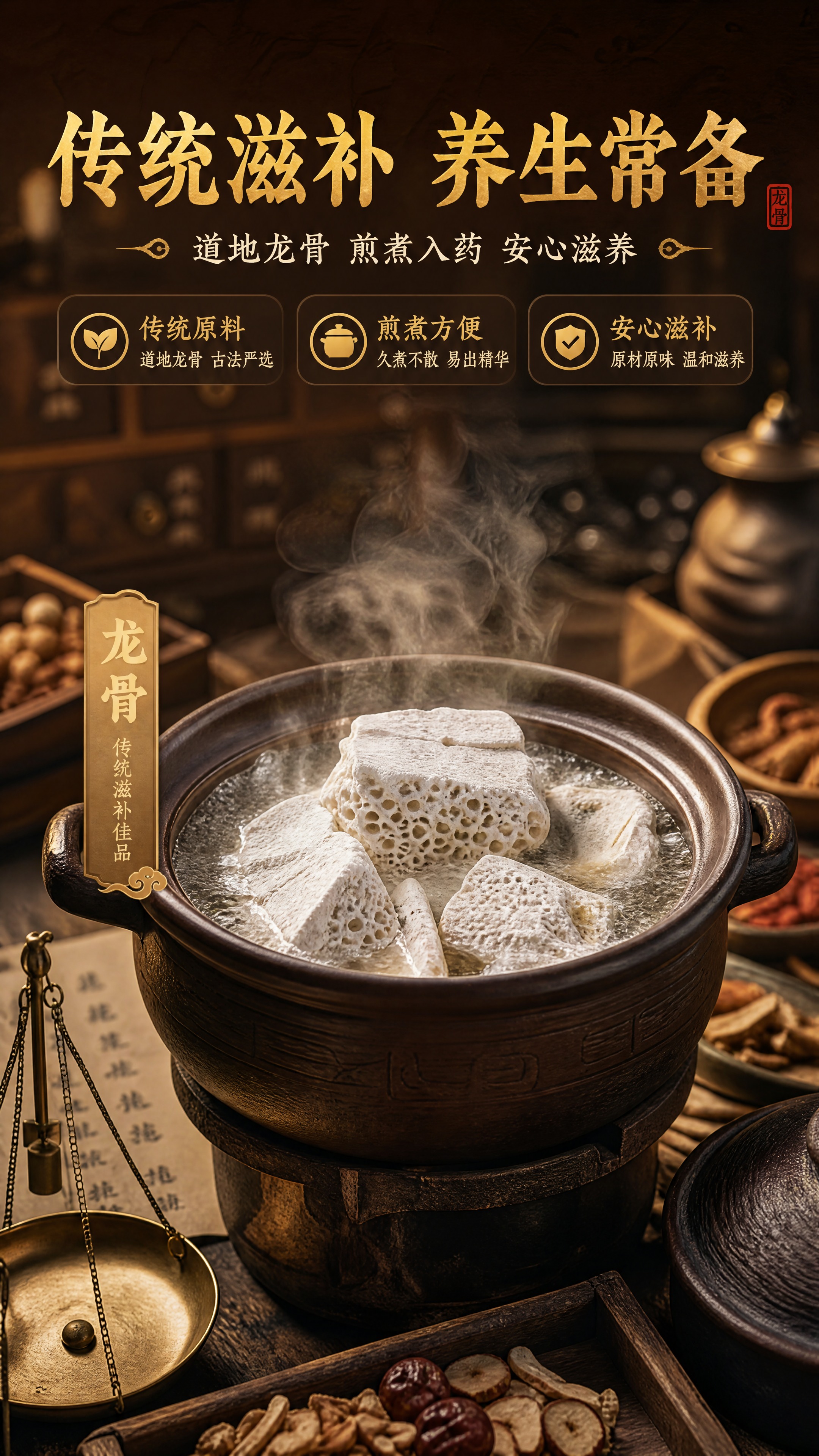 [商品] 使用【图1】龙骨中药材商品图；保留不规则大块形态、多… - 图片创意预览