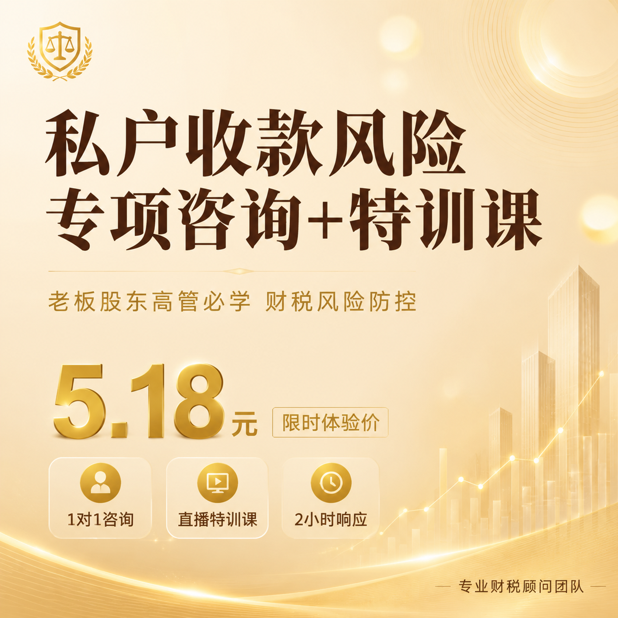 [主图-1] 私户收款风险专项咨询+特训课首图，服务主题与价值… - 图片创意预览