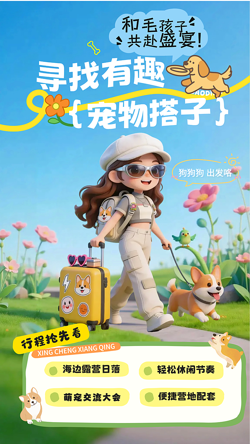 寻找宠物搭子 户外宠物活动竖版海报