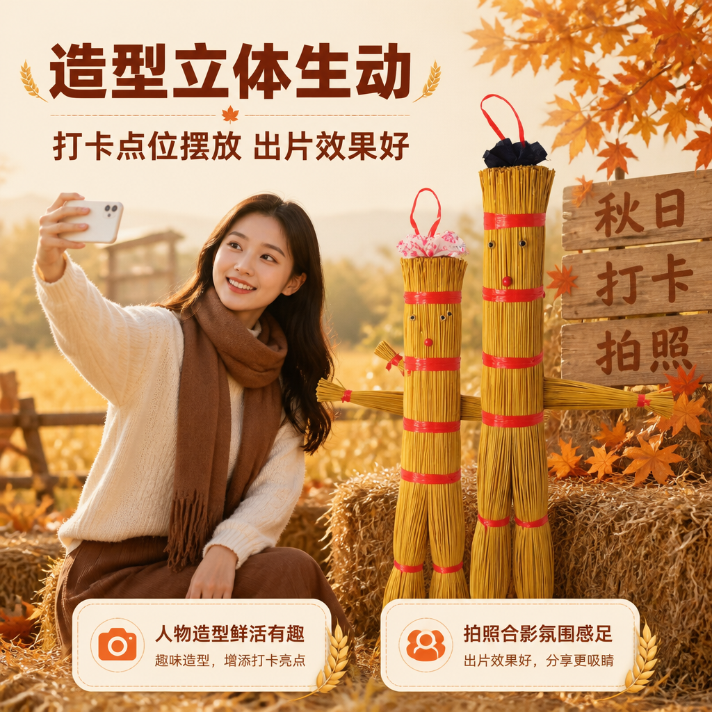 [商品] 使用【图2】两款大小糯草人对比展示；保留糯稻秆材质、… - 图片创意预览