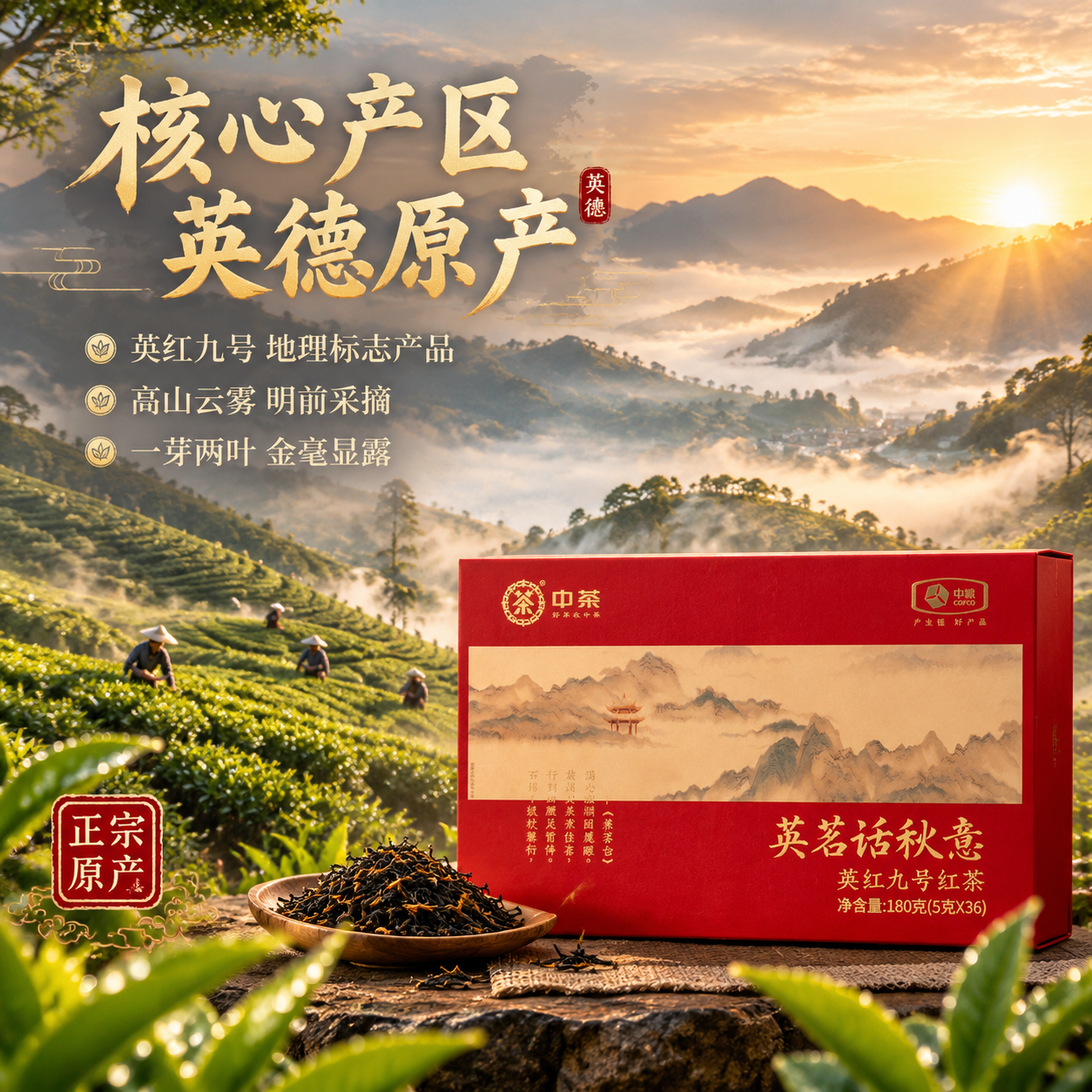 [主图-2 产地溯源] 中茶英红九号产地溯源图，突出核心产区与… - 图片创意预览