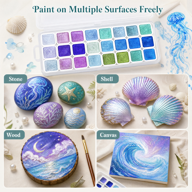 [Main Image 4] Multi-scenario compatibility display of metallic pearlescent watercolor. [Atmosphere预览效果