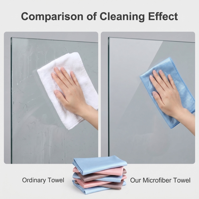 [Main image 5] Cleaning effect comparison for microfiber cleaning towel. [Atmosphere Style] Clear co预览效果