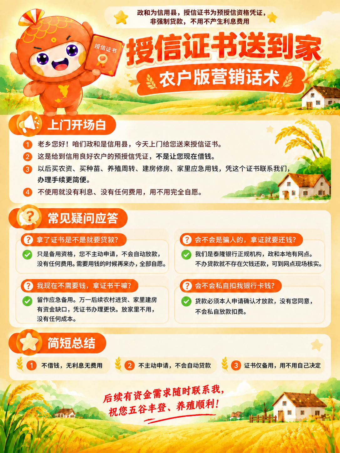 修改这张农户版营销话术卡片，只修改常见疑问应答中第二条的问题"… - 图片创意预览