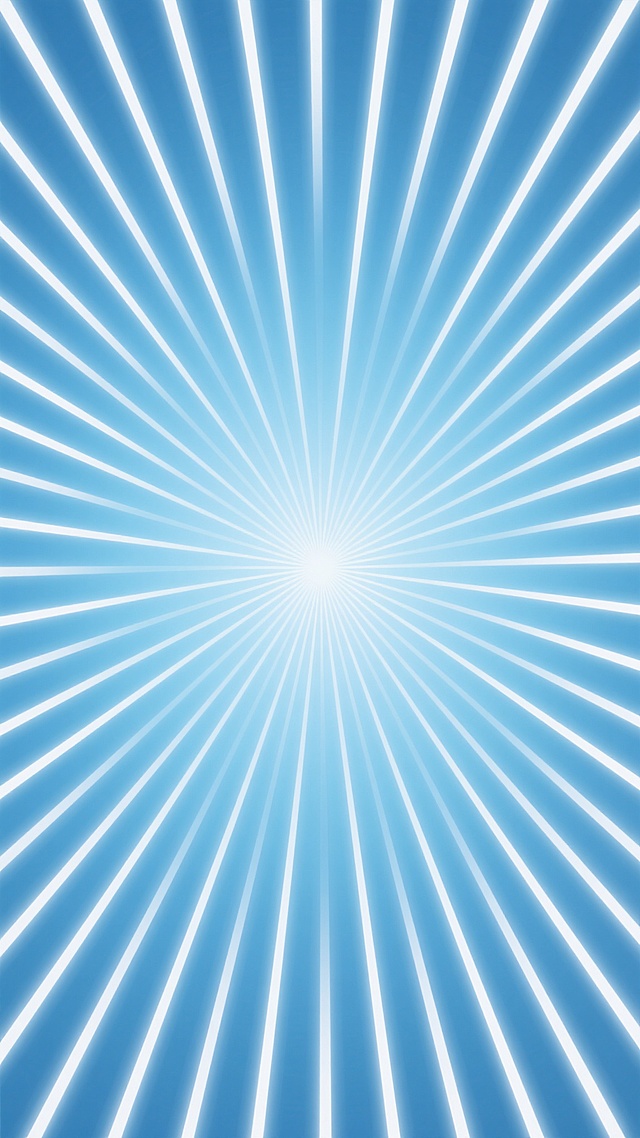 从中心向四周呈放射状扩散的几何光线背景，光线以均匀排列的白色线条构成，线条之间填充着从中心向外逐渐加深的浅蓝色渐变，整体呈现出简洁明快的现代抽象风格，光线线条粗细均匀且具有强烈的对称性，背景纯净无杂质，营造出明亮、开阔且充满活力的视觉效果，采用不同配色方案来呈现这种放射光背景的视觉冲击力。