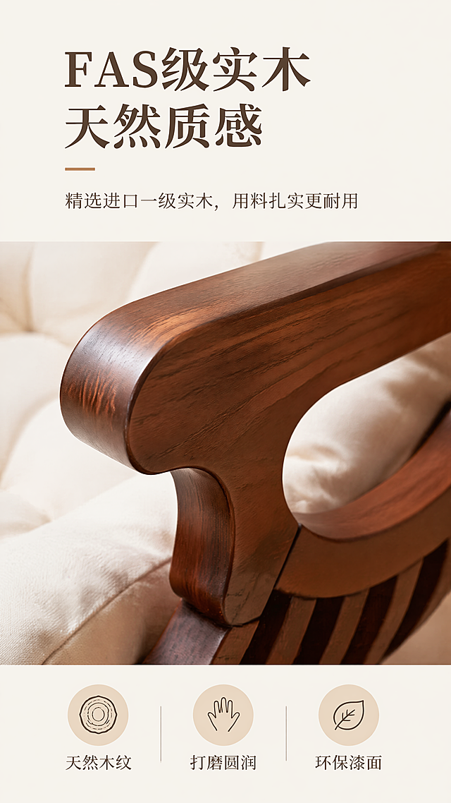 使用商品详情页技能根据商品图「图片1」「图片1」「图片1」「图片1」「图片1」生成详情页，参考图为，商品名称为贝壳椅，卖点为FAS级实木/贝壳造型/坚实牢固，适配平台为拼多多，图片比例为9:16，需求屏数为20张，尺寸：81*64.5*71cm  颜色：胡桃色/象牙白