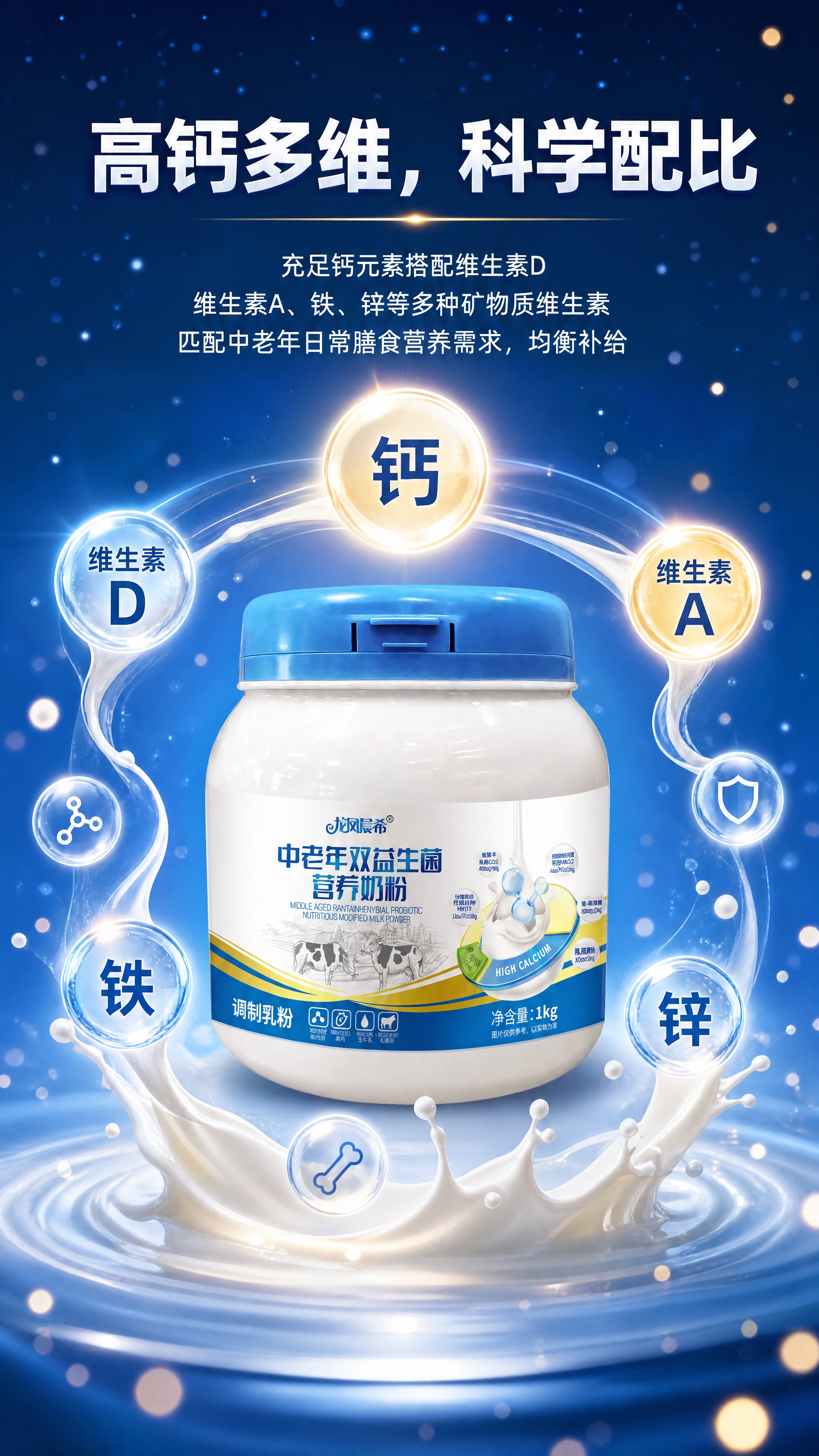 [商品] 使用【图1】龙凤晨希中老年双益生菌营养奶粉1kg大罐… - 图片创意预览
