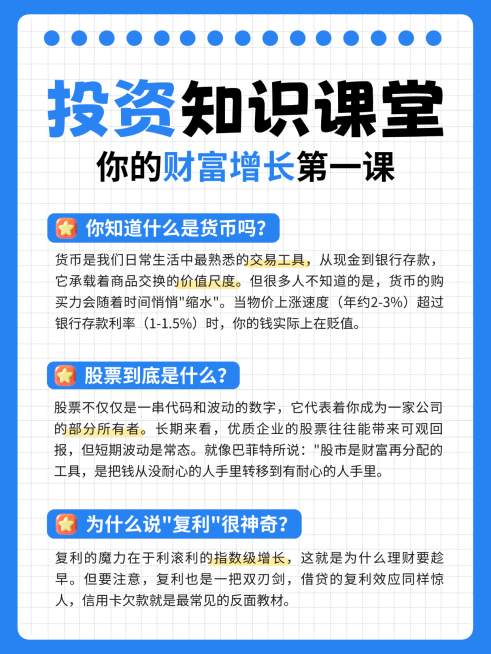 金融投资知识分享科普指南小红书配图预览效果