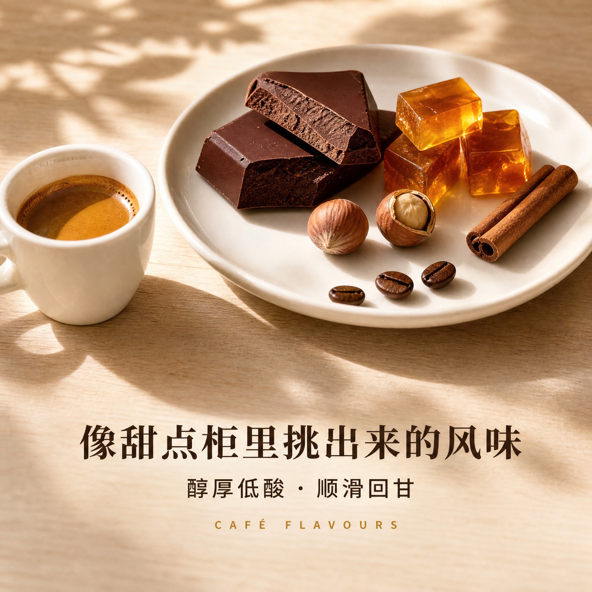 [主图-3] 风味甜点台·咖啡馆搭配。用甜点食材具象化咖啡豆的… - 图片创意预览