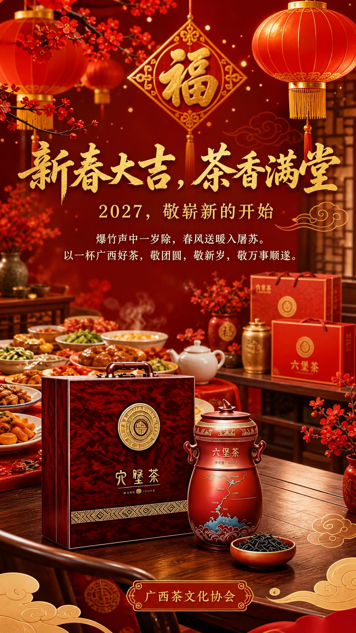 国风新中式新春主题茶文化商品海报，9:16 竖版手机满屏，版式… - 图片创意预览