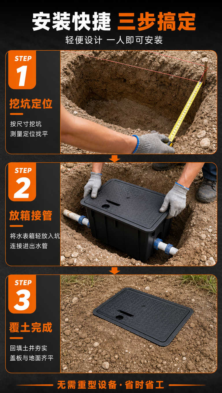 [商品] 使用【图1】黑色PE塑料地埋式水表箱；保留产品结构、… - 图片创意预览