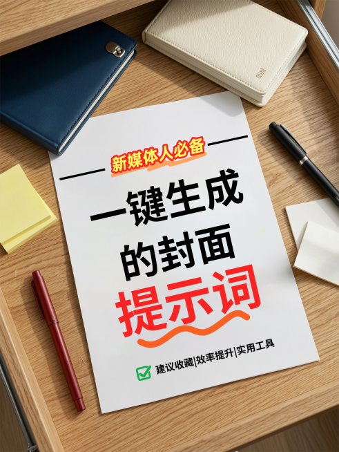新媒体人封面提示词经验知识分享简约现代风小红书封面预览效果