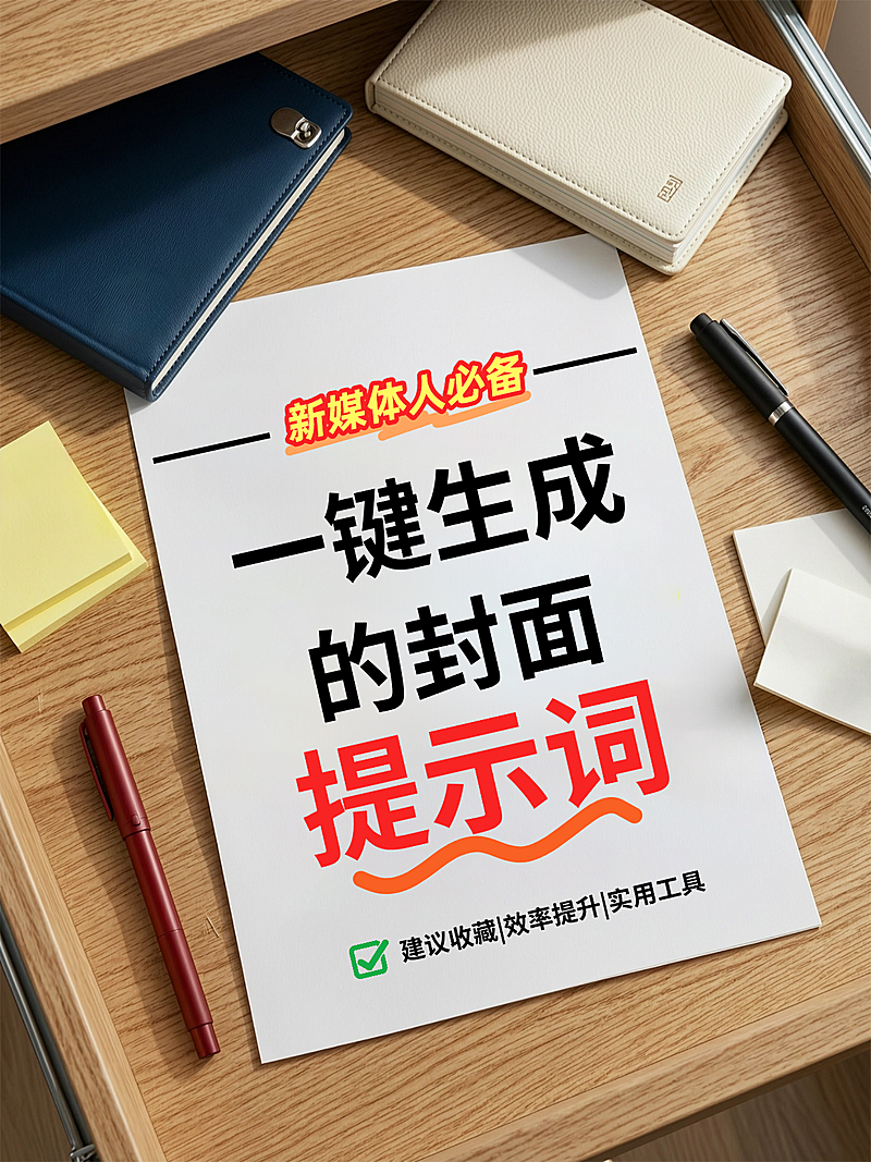 新媒体人封面提示词经验知识分享简约现代风小红书封面