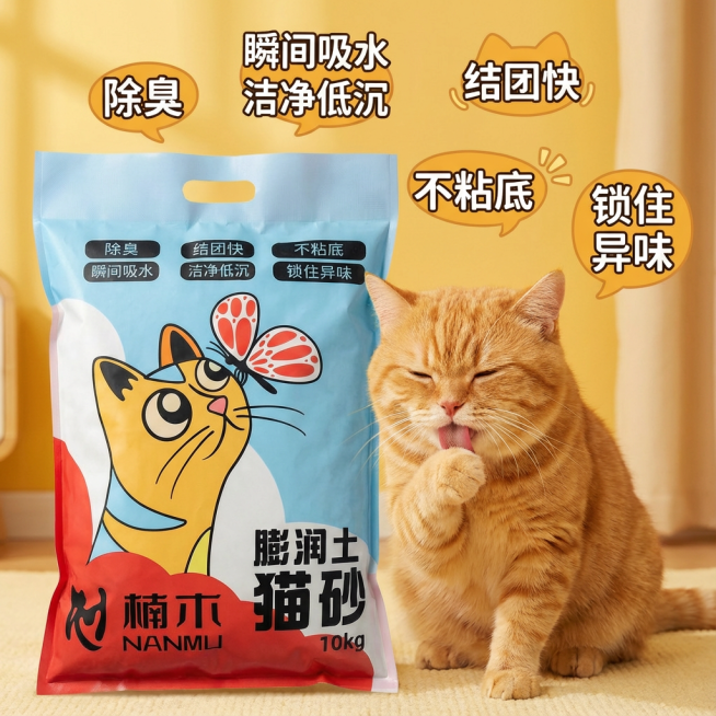 我是在拼多多卖猫砂的 帮我设计10张拼多多主图 要求可爱一点 吸睛一点 可以有小猫点缀预览效果