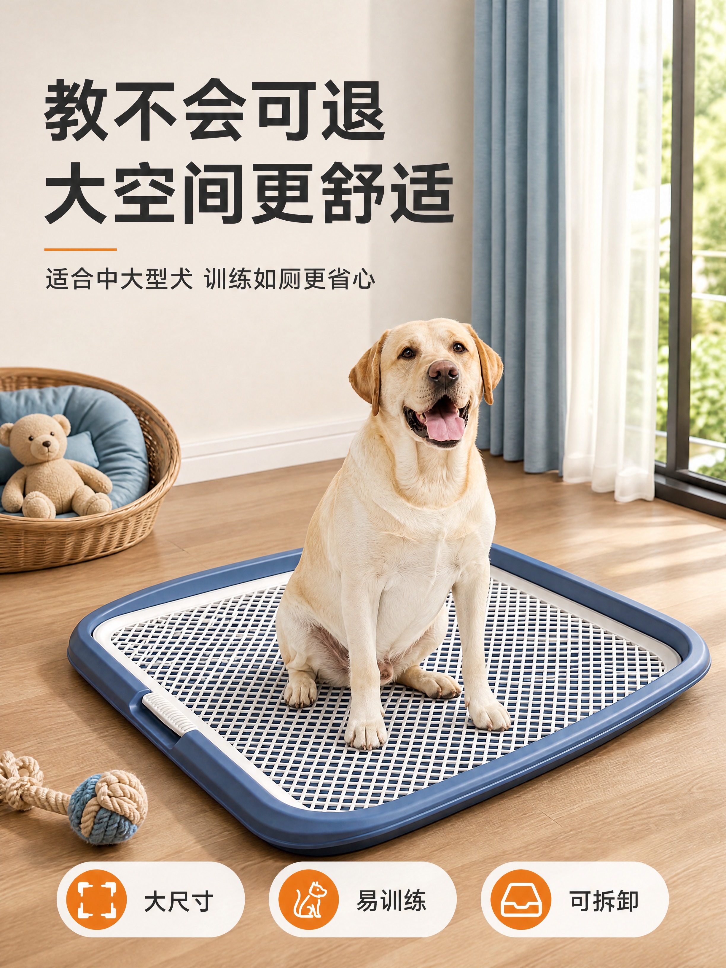 [商品] 使用【图2】【图3】蓝白平板网格狗厕所；保留蓝白配色… - 图片创意预览