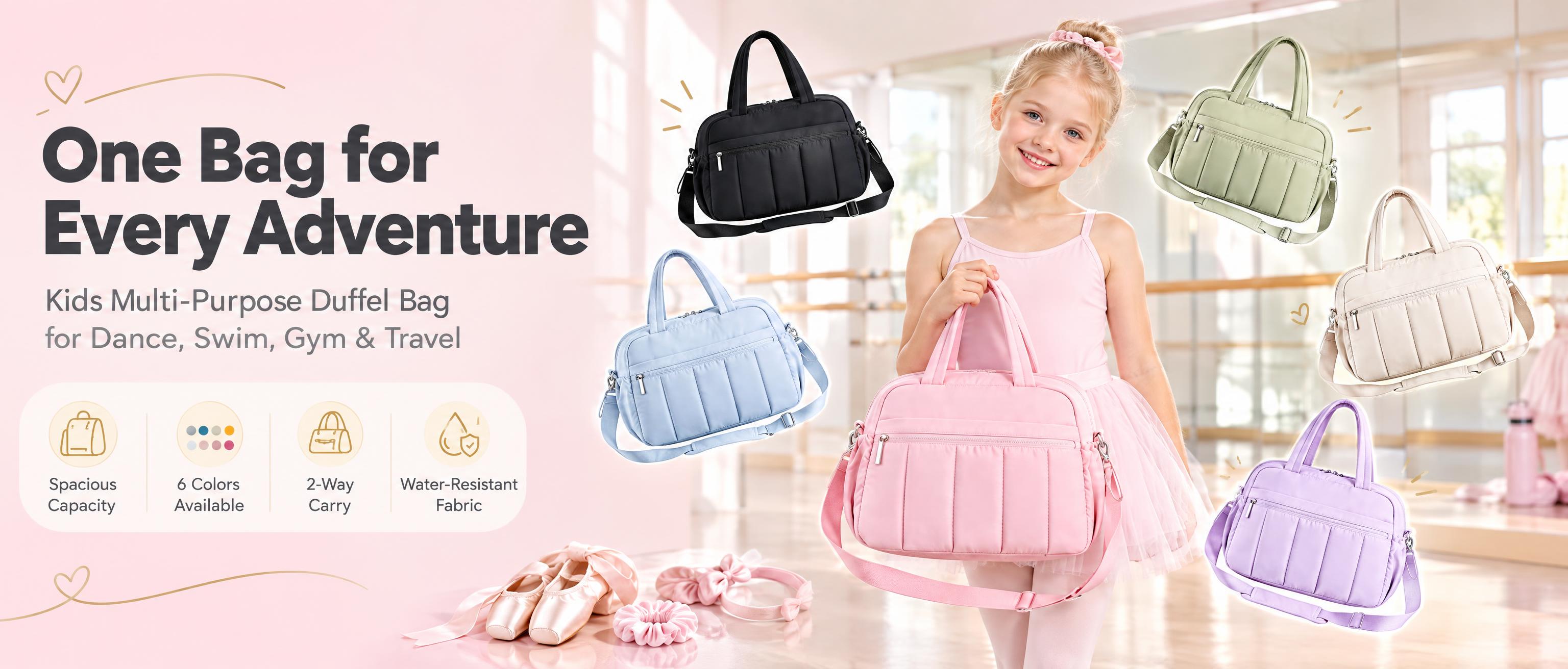 [商品] 使用【图1】樱花粉儿童 Duffel 包作为主展示款… - 图片创意预览
