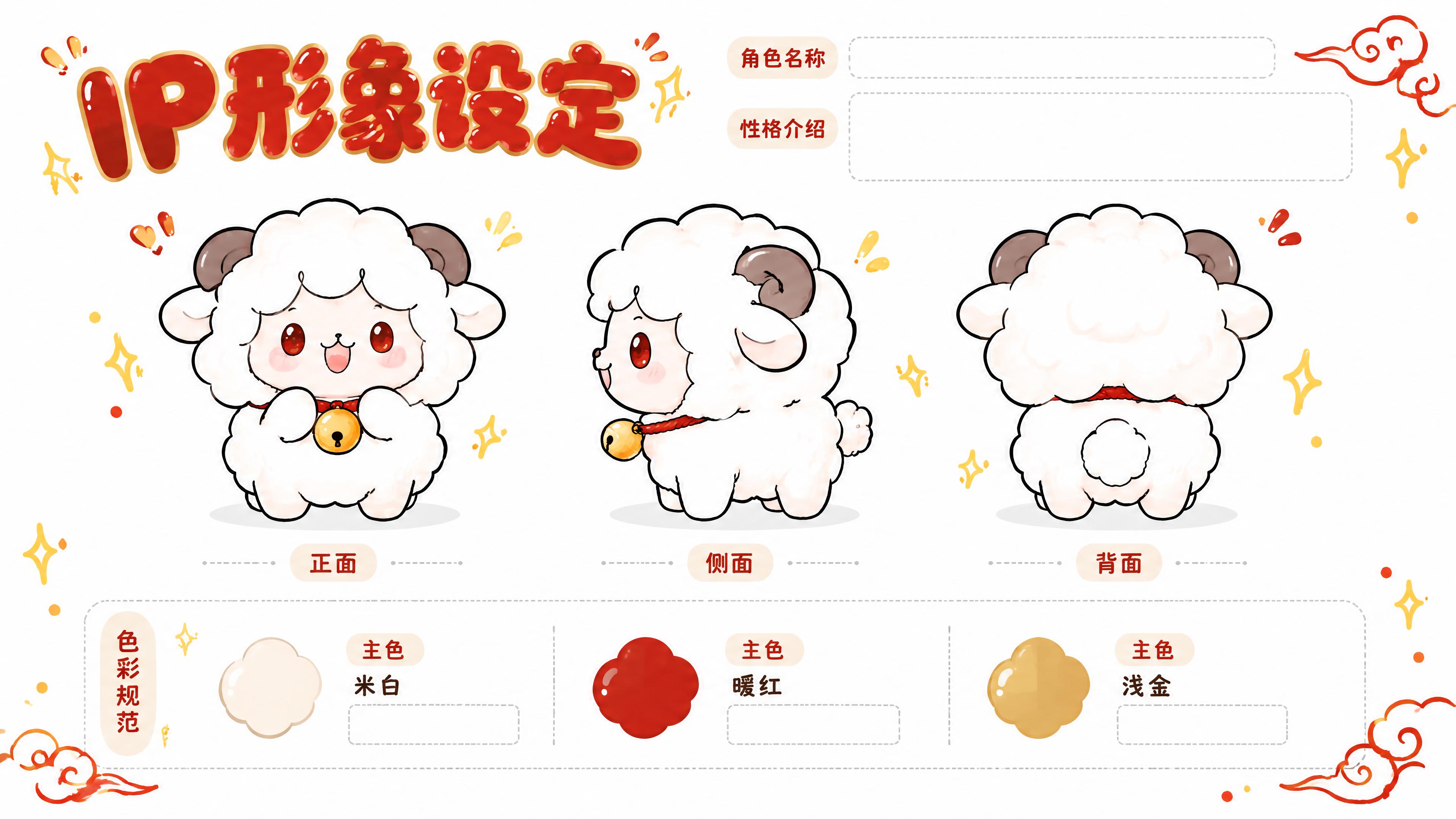 参考所给图片的软萌新年国潮手绘卡通风格，绘制一页画册内页设计稿… - 图片创意预览