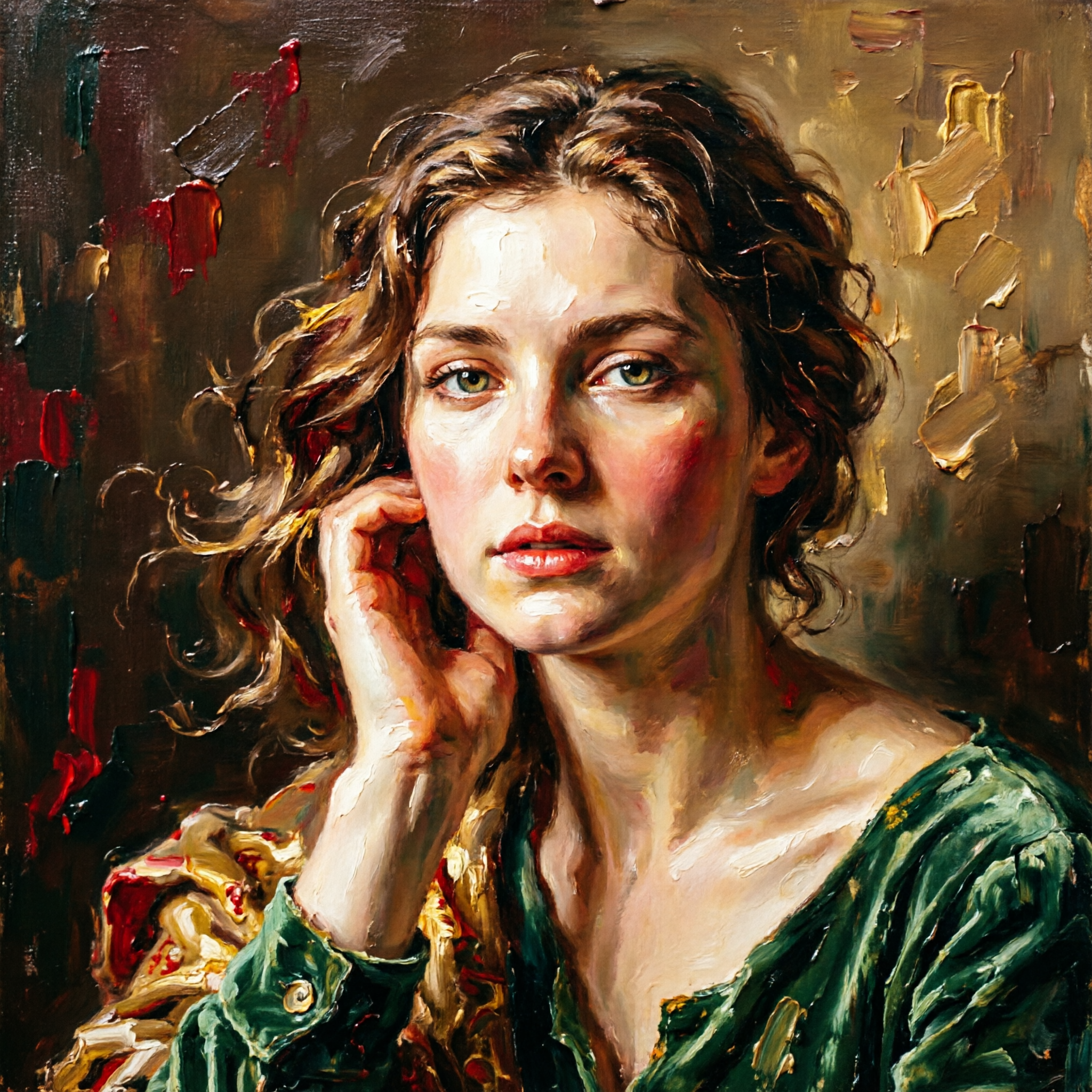 一幅精美的油画，经典油画风格，笔触细腻，色彩丰富，光影层次分明… - 图片创意预览