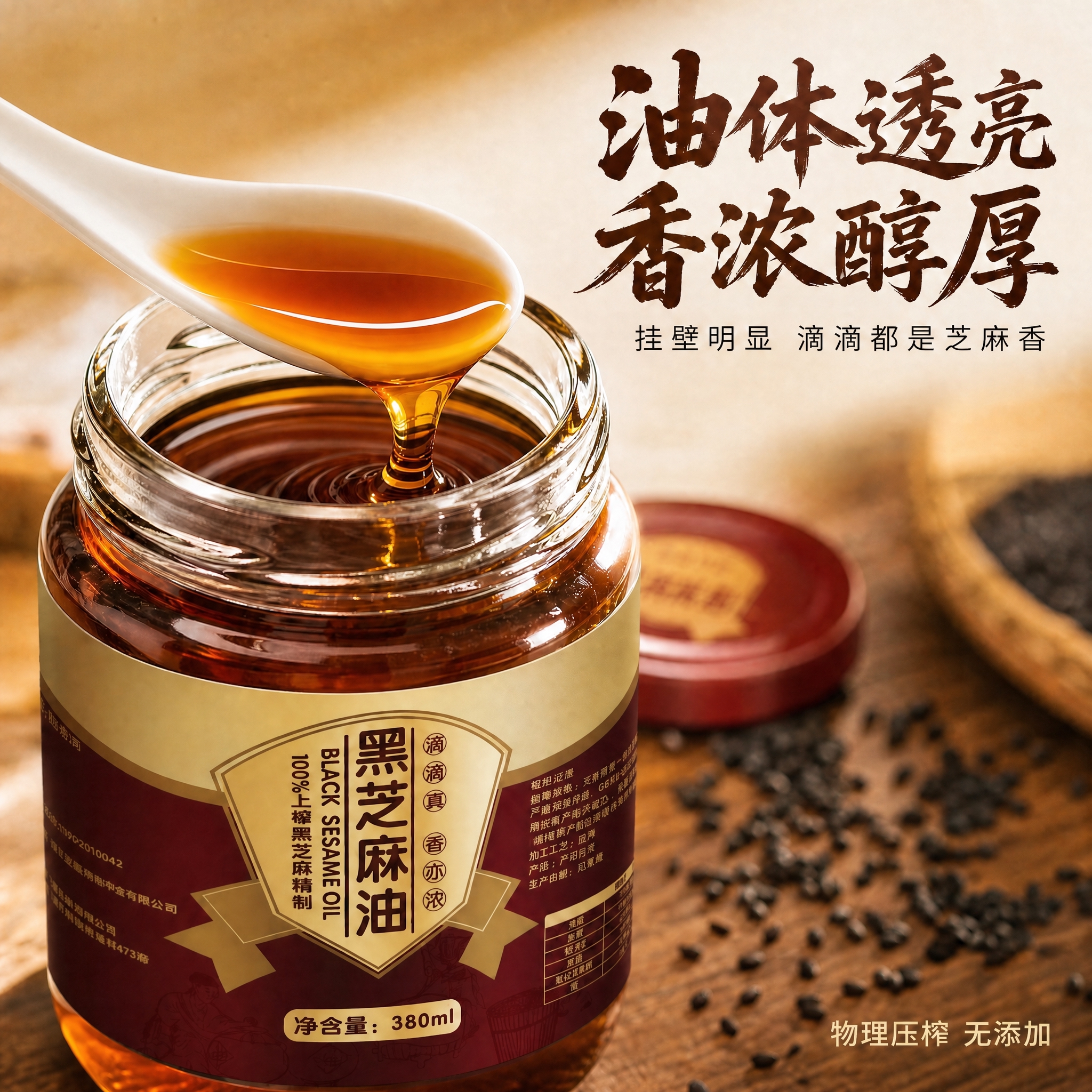 基于原图修改：仅去除左上角的黑芝麻油徽章Logo部分（包括金色… - 图片创意预览