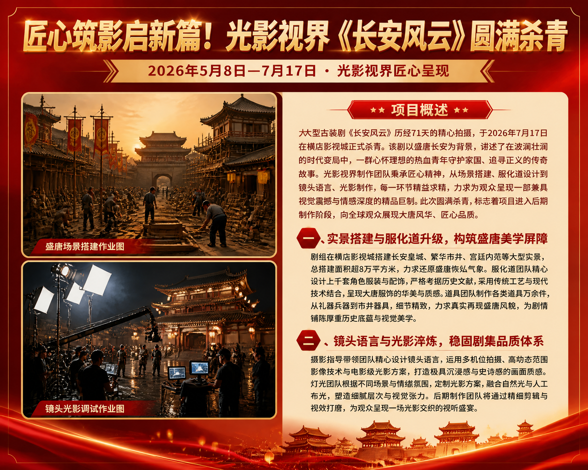 基于参考图的版式骨架，将所有桥梁工程相关内容替换为影视公司项目… - 图片创意预览