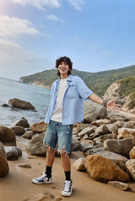 手指精细刻画，牛仔短裤的边缘处理好预览效果