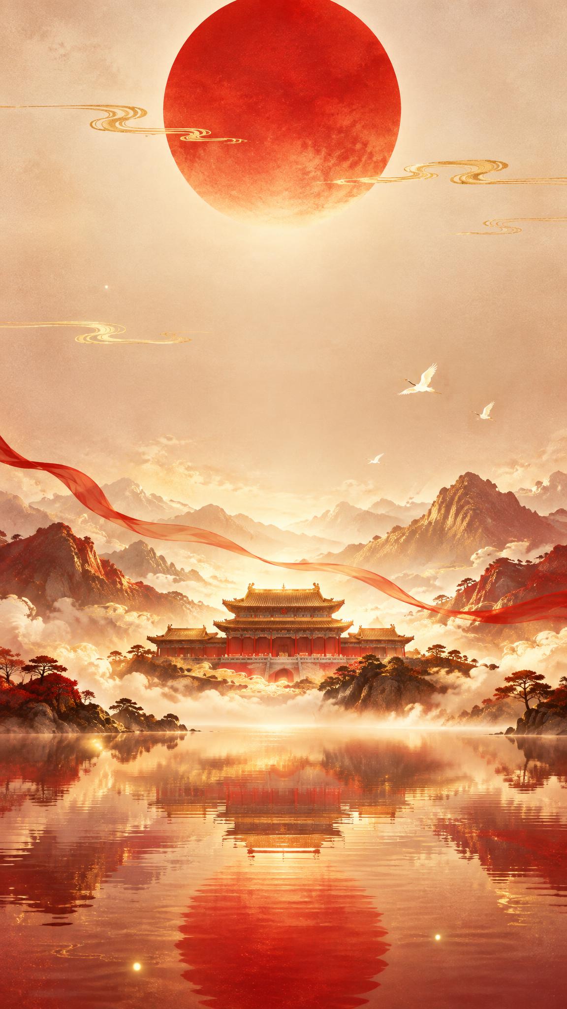 节日庆典主题梦幻海报，竖版9:16构图，简单高级，大气磅礴。大… - 图片创意预览