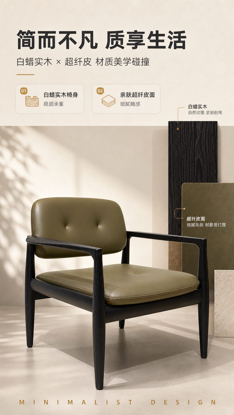 [商品] 使用【图1】D8817橄榄绿色超纤皮休闲椅；保留白蜡… - 图片创意预览