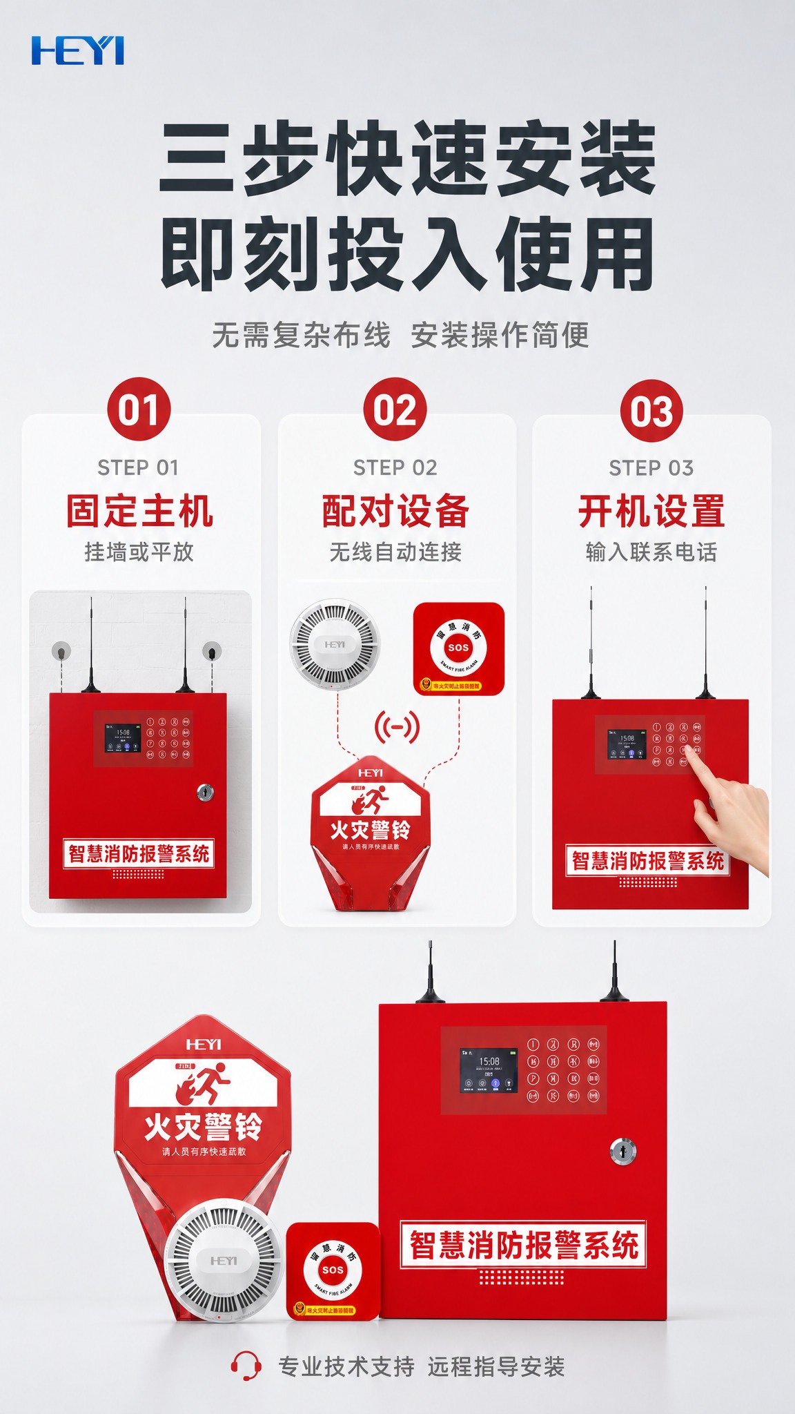 [商品] 使用【图1】智慧消防火灾报警系统套装，包含红色报警主… - 图片创意预览