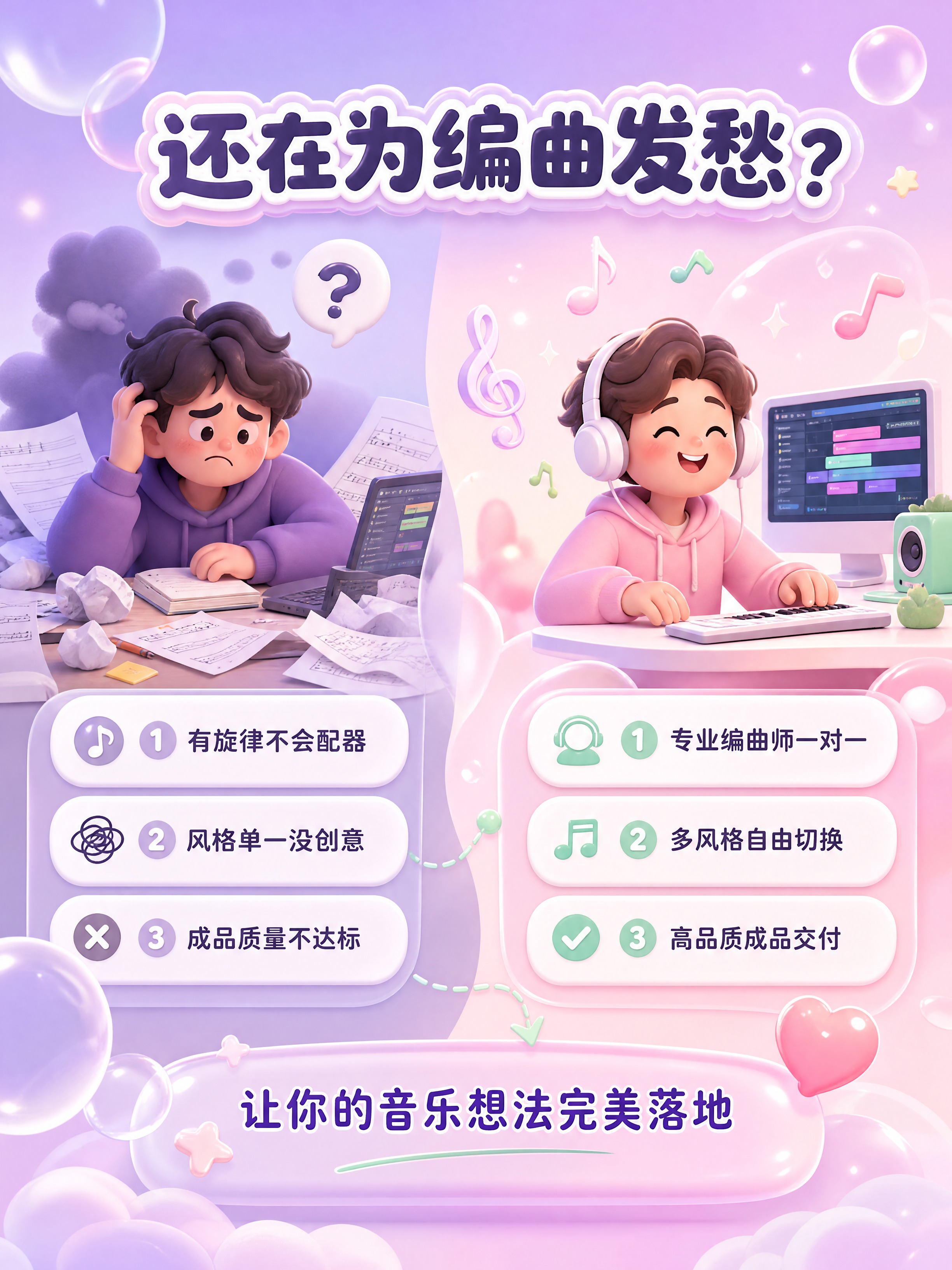 [商品] 编曲定制服务，非课程类音乐制作服务，解决用户音乐创作… - 图片创意预览