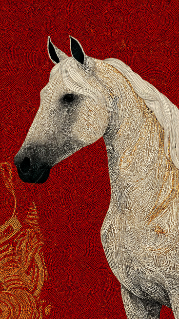 A well-built adult horse, with a clearly defined head, erect ears, bright and lively eyes, a long an预览效果