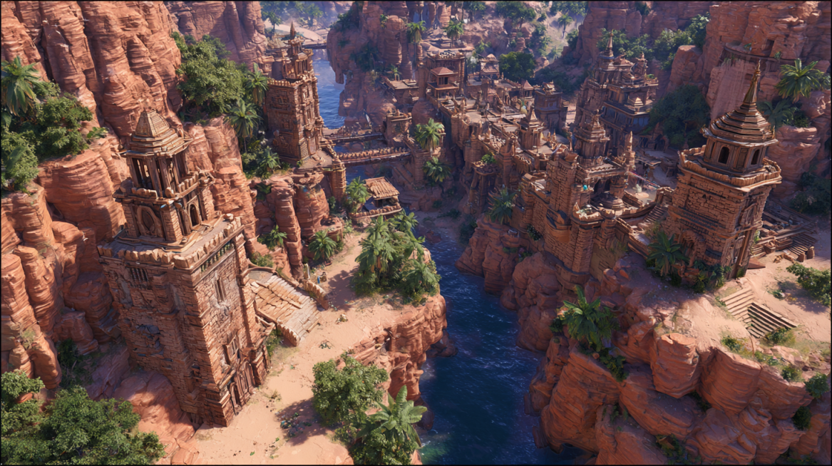 King of Glory style, 5v5 MOBA canyon battlefield, thick paint,欧美 style, hero battle scene, defense t预览效果