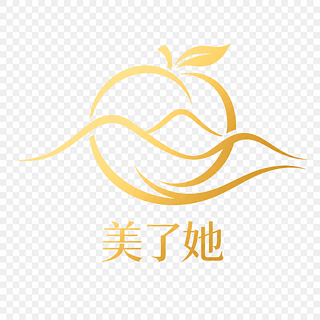 去除绿色背景，保留金色的蜂糖李logo和文字“美了她”，提高logo和文字的清晰度，生成透明背景
