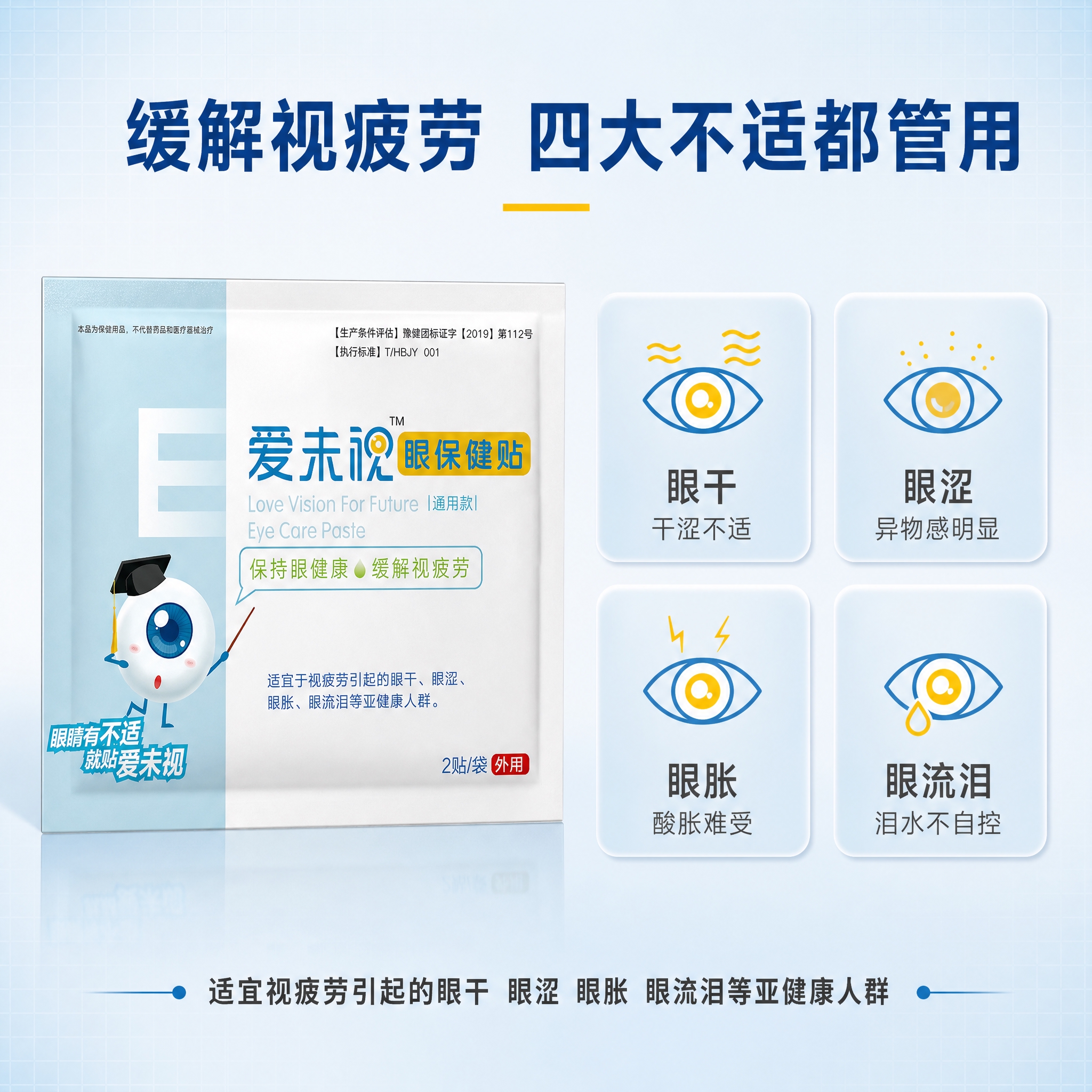 [主图-2] 核心功效卖点图，展示眼保健贴的四大适用症状和护眼… - 图片创意预览